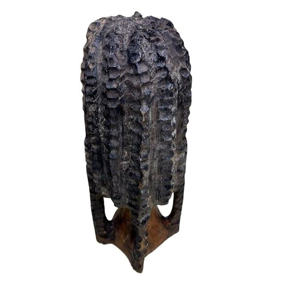 Carved Wood Man Dreadlocks Beard Bust Head Rastafari Brown Sculpture Folk Art - Picture 2 of 6